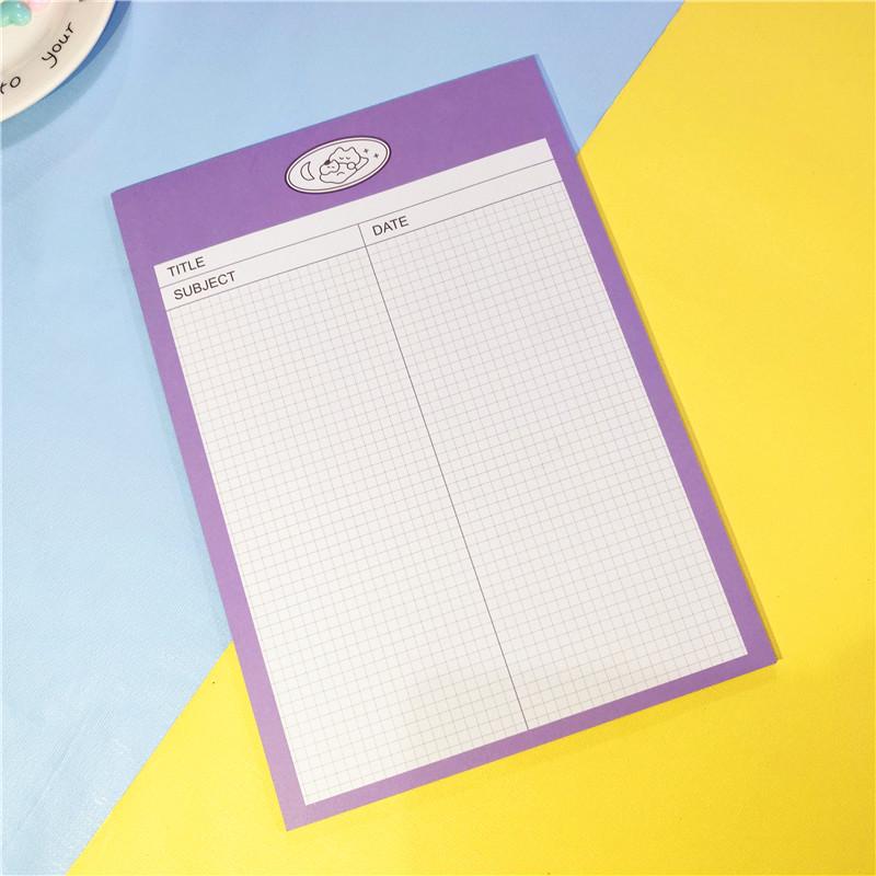 Korean Style Cute Little Bear Cartoon Plaid Sticky Notes for Journaling and Study, B5 Paper