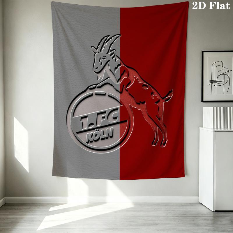 FC Köln Muster Wandteppich Ästhetischer Wandbehang Bedruckter Stoffdecke Dekorative Wandteppiche für Schlafzimmer Wohnzimmer Heimdekoration