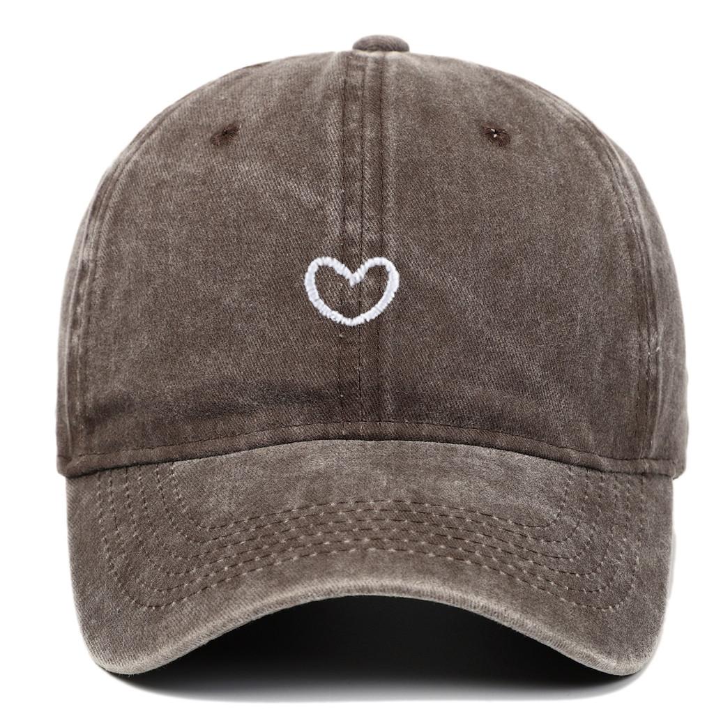 Embroidered Heart Cotton Baseball Cap With Curved Brim For Casual Outdoor Wear