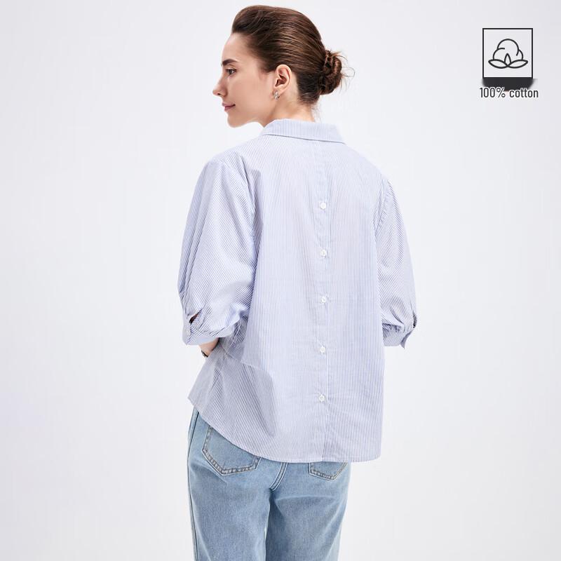 Navigare Women's Striped Cotton Half-Sleeve Shirt