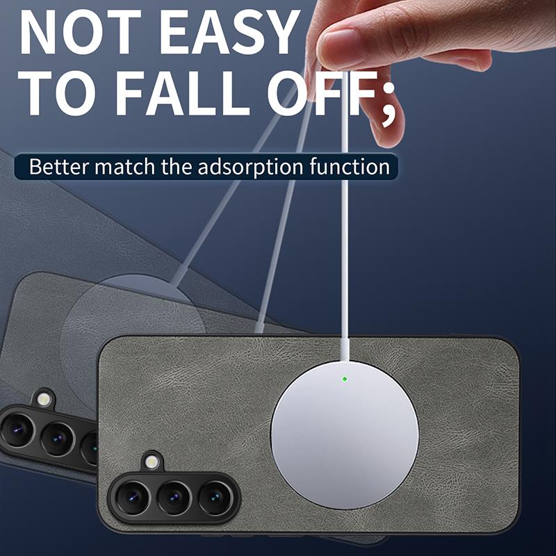 For Samsung S26 Plus Luxury Matte Cortex Leather Case For Samsung Galaxy S26 Plus Shockproof Silicone Magnetic Protection Cover