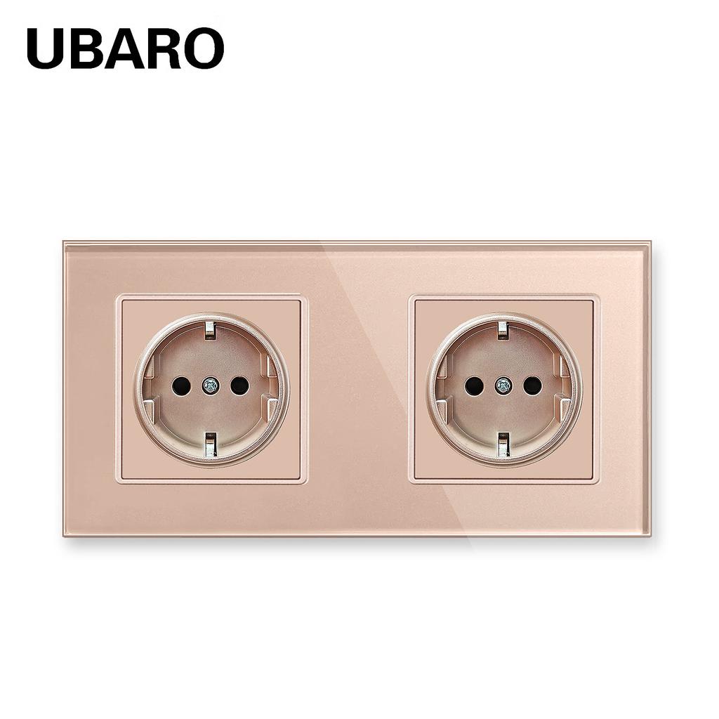 Bseed Europe Russia 16A Wall Power Socket White Black Grey Gold Crystal Glass Panel Plug Electrical Outlet for Home Improvemet