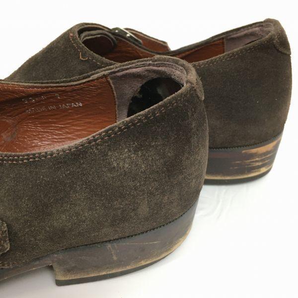Made in Japan BEAMS HEART Suede Double Monk Strap Business Shoes Dark Brown size 26.0-26.5-27.0 Men's