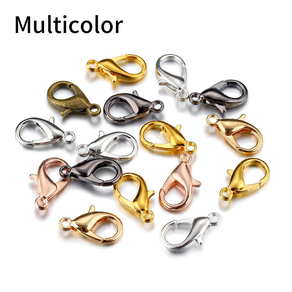 100pcs 10-18mm Carabiner Clasps for Jewelry Making Components DIY Lobster Clasp Bracelet Necklace Hooks Chain Closure Keychain