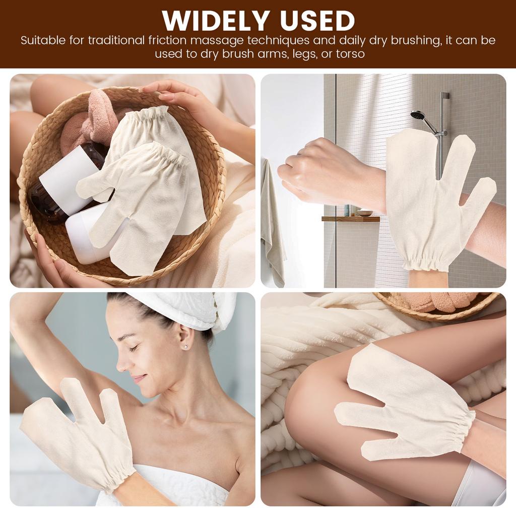 1 Paar Peeling-Duschhandschuhe Weicher Rohseiden-Körpermassagehandschuh mit elastischem Handgelenkband Bade-Rubbelhandschuh zur Reinigung von Armen und Beinen