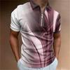 Men's Zip-up Short Sleeve Polo Shirt, Stylish Abstract Design, Casual Essential