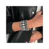 Punk Luxury Irregular Geometry Acrylic Rhinestone Bangles Rings for Women Unique Creative Elastic Bracelet Fashion Jewelry
