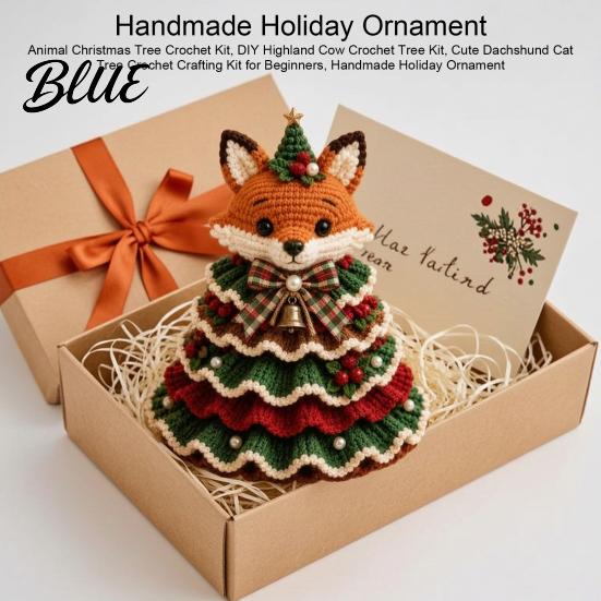 Kit de Ganchillo para Principiantes Kit de Árbol de Navidad Animal DIY Vaca de las Highlands Hilo Decorativo Lindo Manualidad con Hilo Perro Salchicha Gato Manualidades para Principiantes Festivo Hecho a Mano