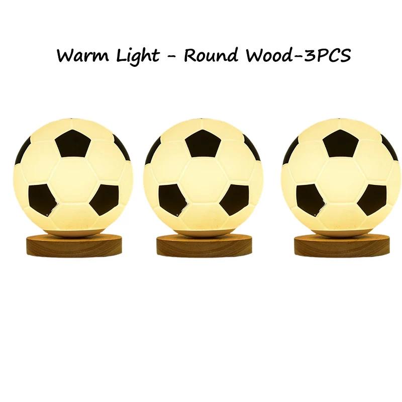 LED-fotbollsnattlampa massivt trä glas litet bordsljus Fjärrkontroll Dimning vid sängkanten sovrum Studiedekoration nattlampa