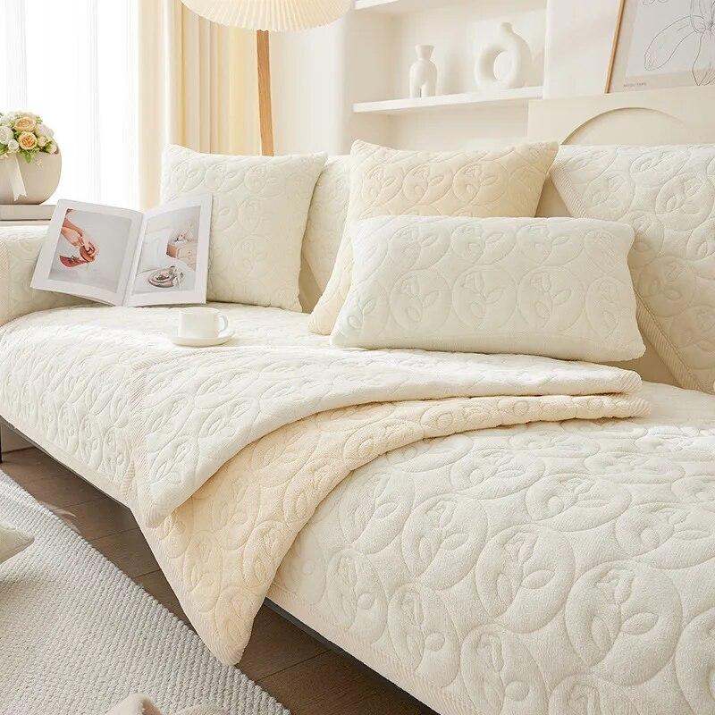 Plush Sofa Cushion  New High-end Non-slip Cushion Winter Cream Wind Thickened Sofa Cover Cover Cloth