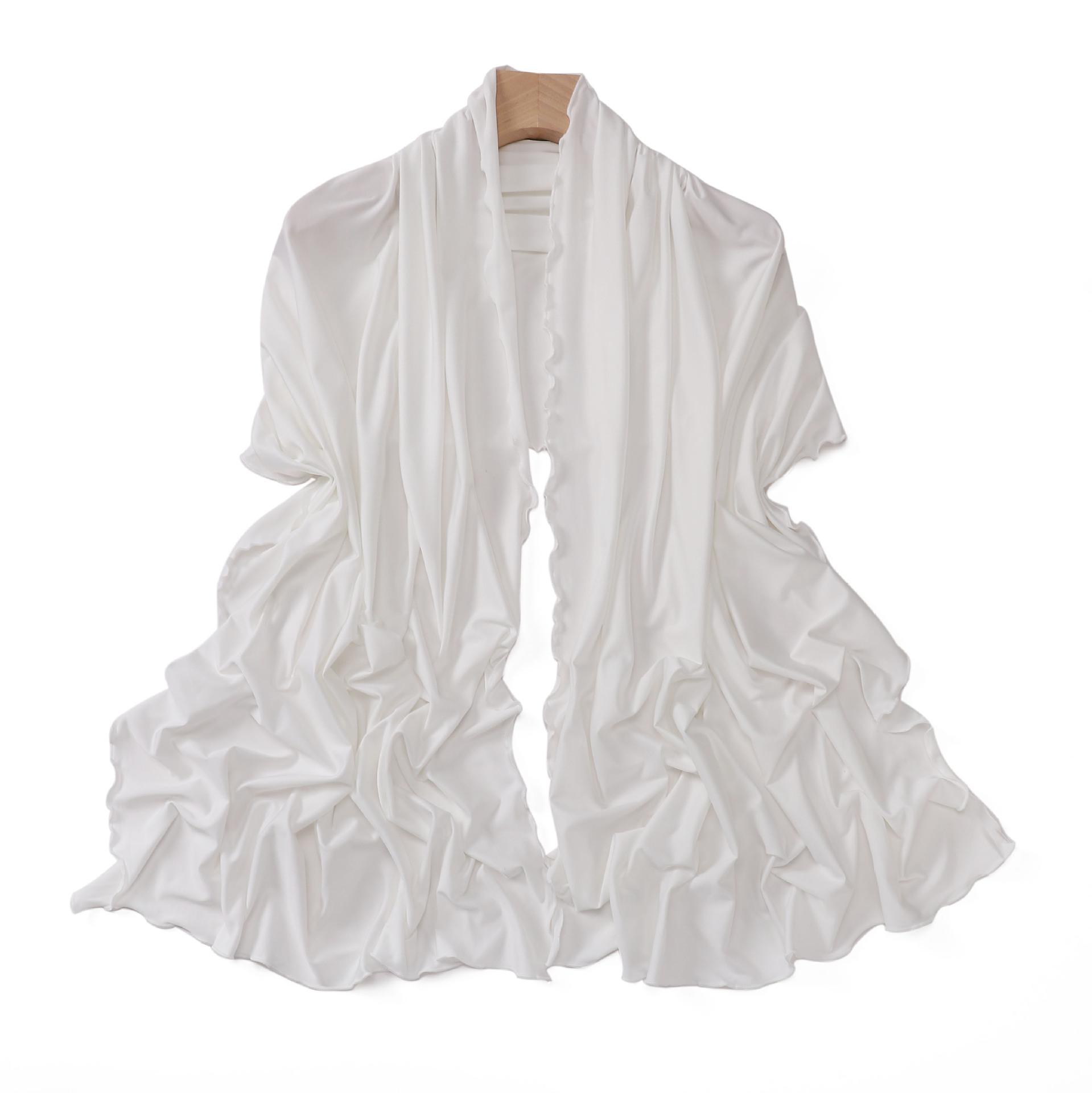 Хиджаб из джерси Fériel с волнистой кромкой, однотонный, из молочного шелка, шарф, платок, шаль, шелковый шарф, эластичный вязаный шарф, женский