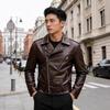 Autumn and winter new fashion men's PU leather jacket plus size men's leather jacket lapel zipper leather jacket men's