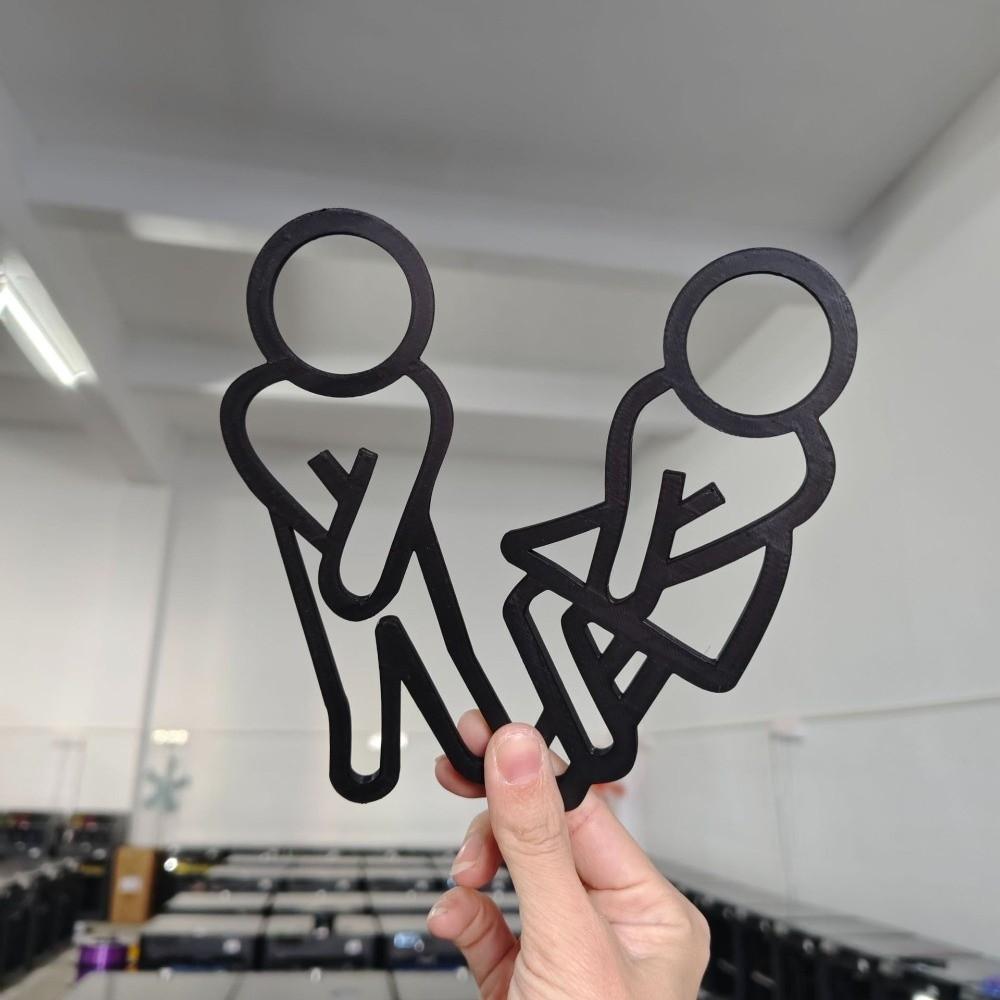 2D Flat WC Door Signs Funny Restroom Indicator Modern Toilet Signage Shopping Mall