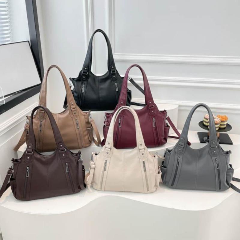 Womens Stylish Litchi Texture Handbag Adjustable Strap Vintage Leather Shoulder Bag for Daily  for Daily Commute Work Shopping and Weekend Outings