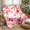 Pink Hibiscus Hearts Pattern Theme blanket Lightweight Warm Flannel Blanket Decorative Throw Blanket for Home Decoration