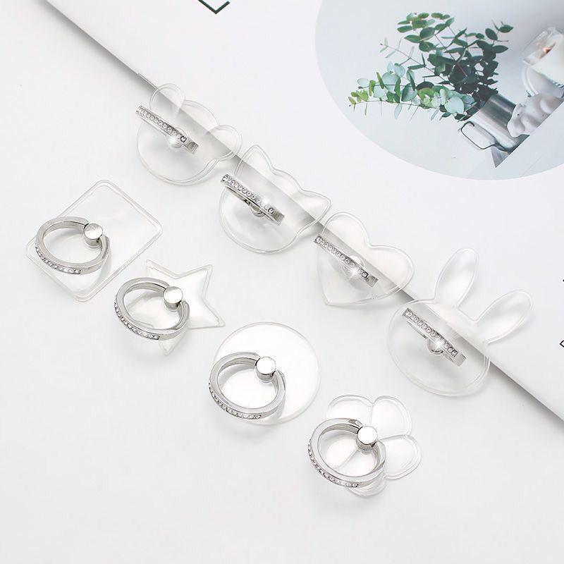 Diamond-Studded Transparent Phone Ring & Stand Holder