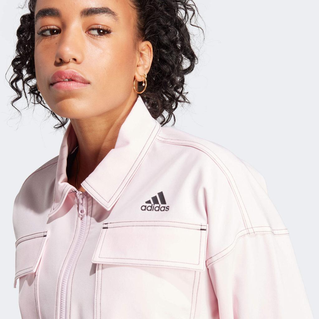 adidas Ritskraag Comfortabel Mode Denim Jas Damesjas Roze IM4985