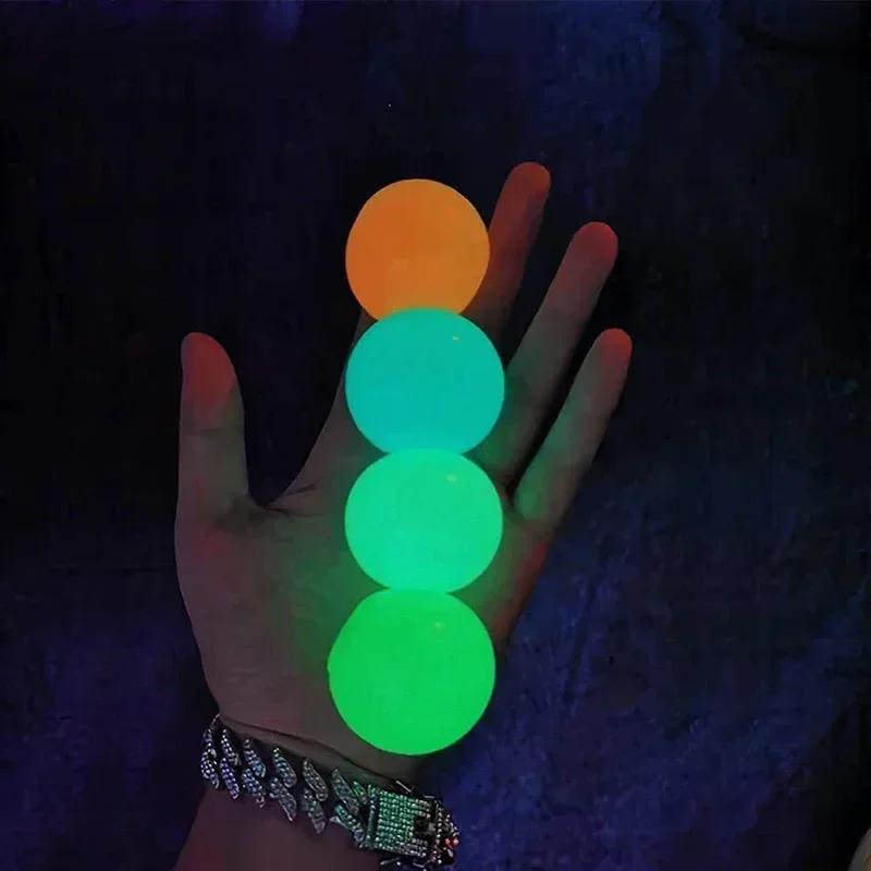 1/10Pcs Luminous Balls High Bounce Glow In The Dark Sphere Sticky Wall Household Stress Relieve Plaything Relaxation Squeeze Toys Party