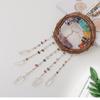 Handmade Natural Wood Vine Ring Christmas Wreath with Crystal Stone Wind Chime Children's Room Bedroom Craft Decoration Pendant