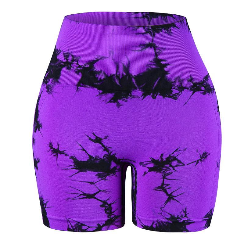 Summer Women Tie Dye High Waist Shorts Fitness Yoga Shorts Knitted Sports Gym Push Up Shorts