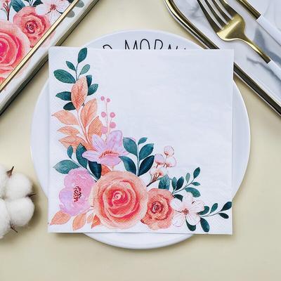 Disposable Party Napkin Double Layer 20 Pieces/Pack Floral Pattern On White Background