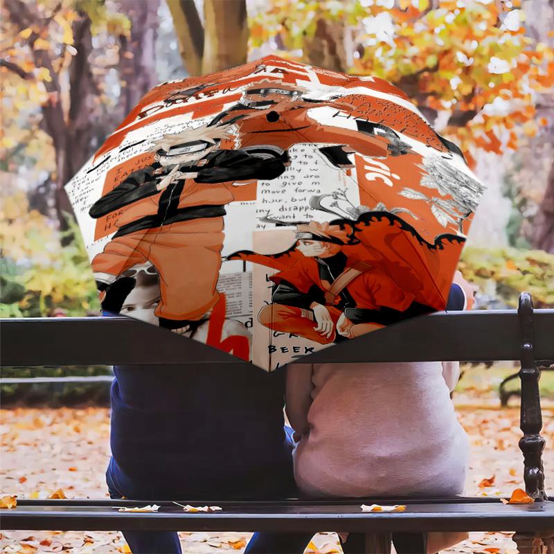 1 PC Automatic Folding Umbrella - Naruto Art Compilation Pattern Portable Foldable Design With 8 Ribs Christmas Birthday Gifts