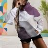 Women s Plus Size Long Sleeve Drawstring Hoodie Geometric Leaf Printed Pullover With Kangaroo Pocket