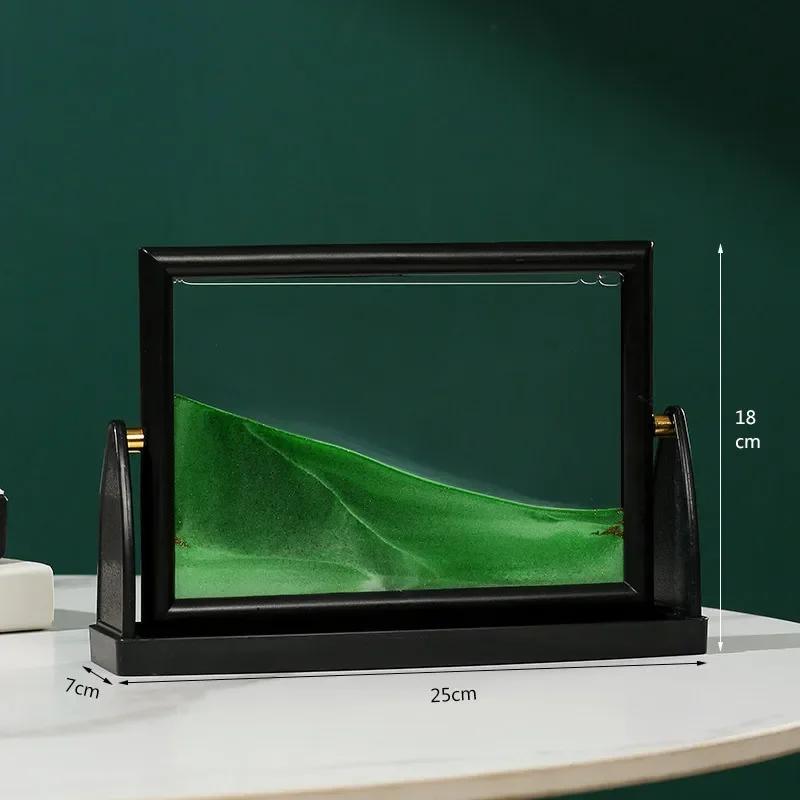 Creative Moving Sand Art Painting Square Glass 3D Deep Sea Sandscape Quicksand Hourglass Rotatable Flowing Sand Home Decor Gifts