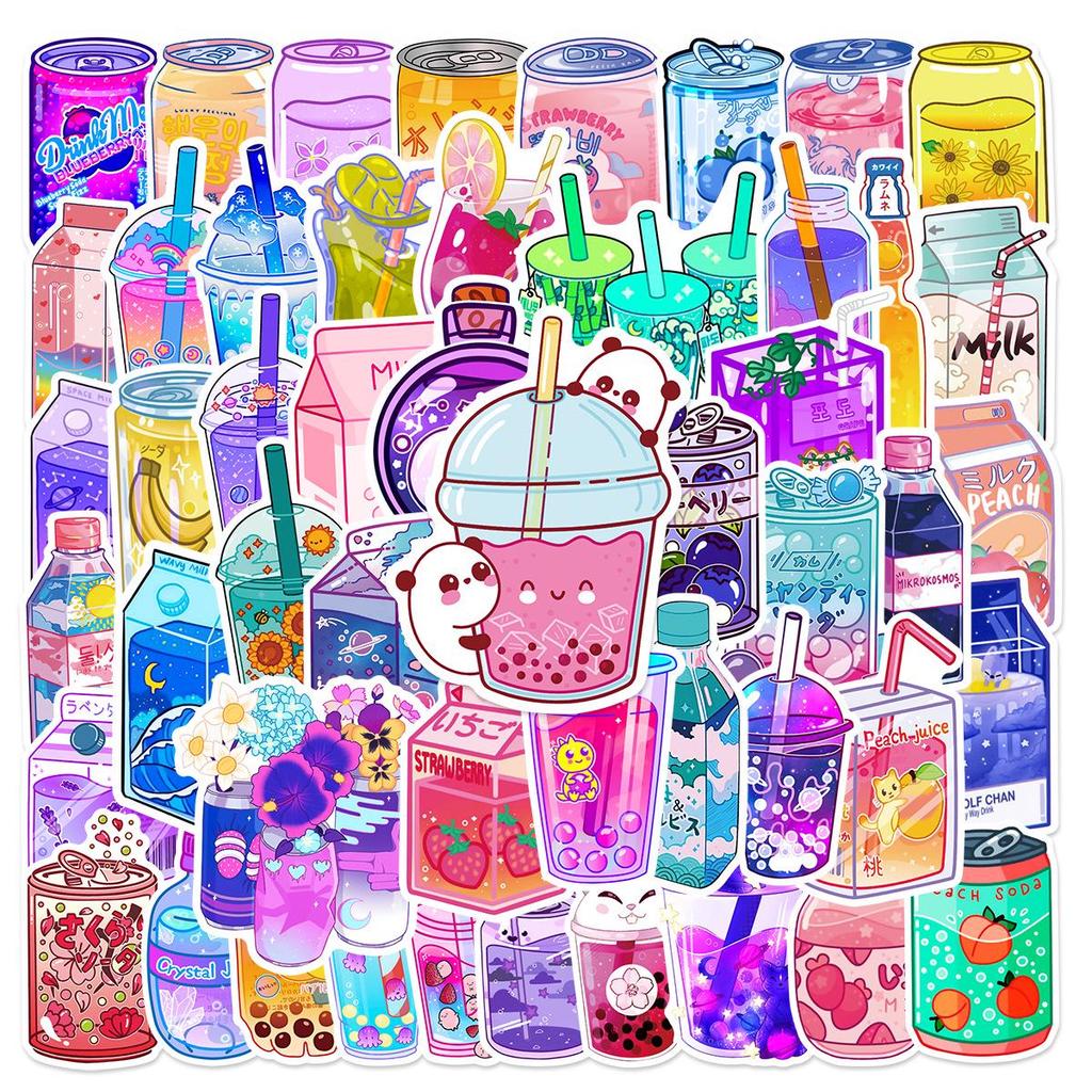 50 Cartoon Drink Stickers for Phones, Guitars, Helmets, Computers & Tablets – Waterproof Decor.