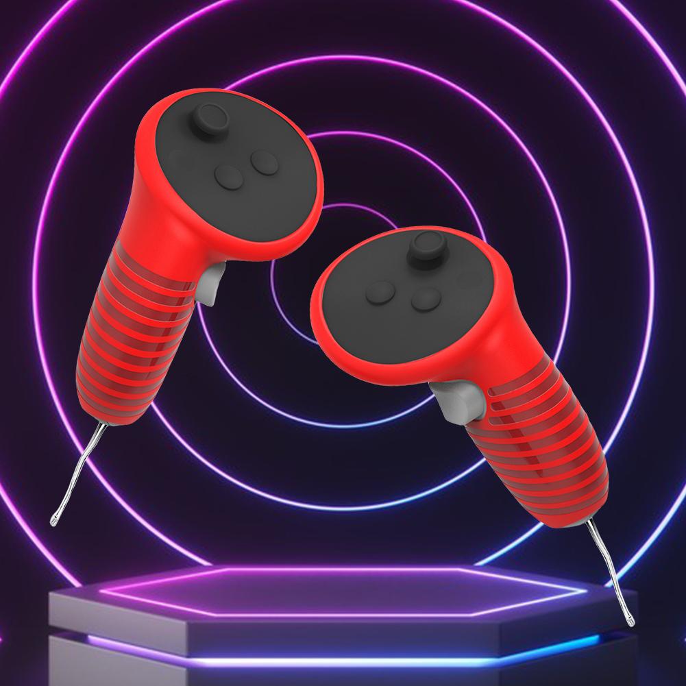 1 para silikonowych uchwytów na kontroler, antypoślizgowy pokrowiec ochronny z regulowanym paskiem, akcesoria VR do Meta Quest 3