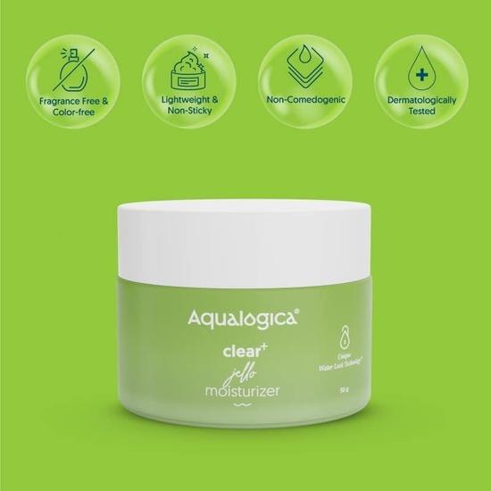 Aqualogica Clear+ Glow Jello Moisturizer with Green Tea & Salicylic Acid - Reduce Acne & Pimples of Women & Men -50g