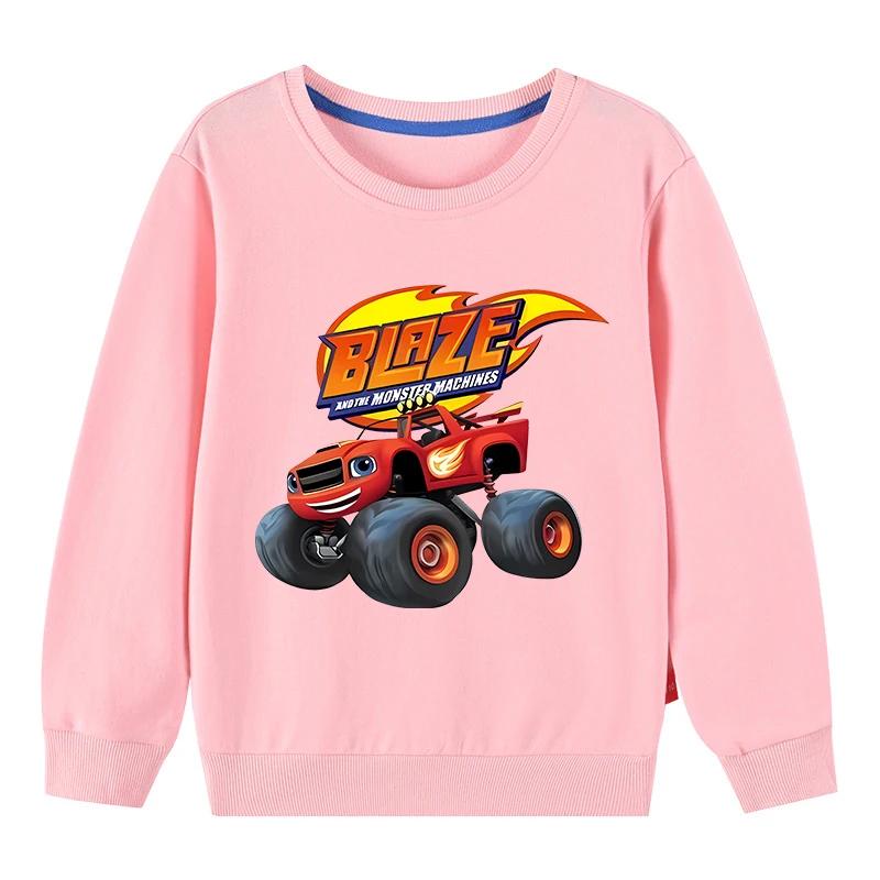 Spring and  Autumn Kids Blaze And The Monster Machines Cartoon Funny Sweatshirts Children's Hoodies Baby Pullover Tops Girls Boys Clothes