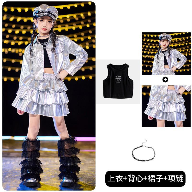 Girls Hip Hop Dance Set Shiny Performance Costume Kids Jazz Stage Show