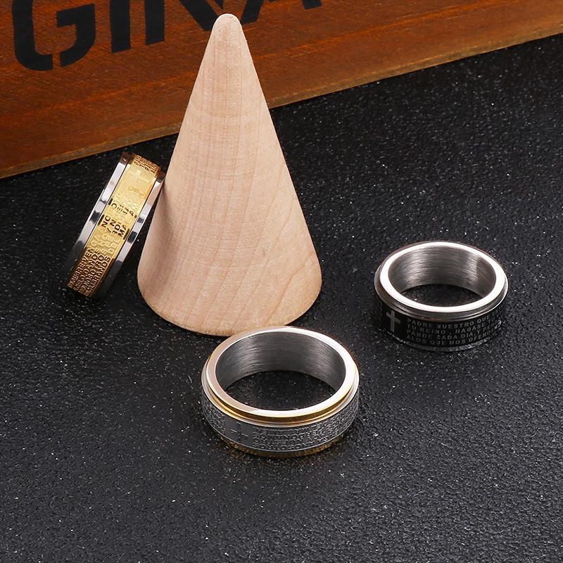 Retro Fashion Arc Ring: Men's Rotating Decompression Titanium Steel Ring