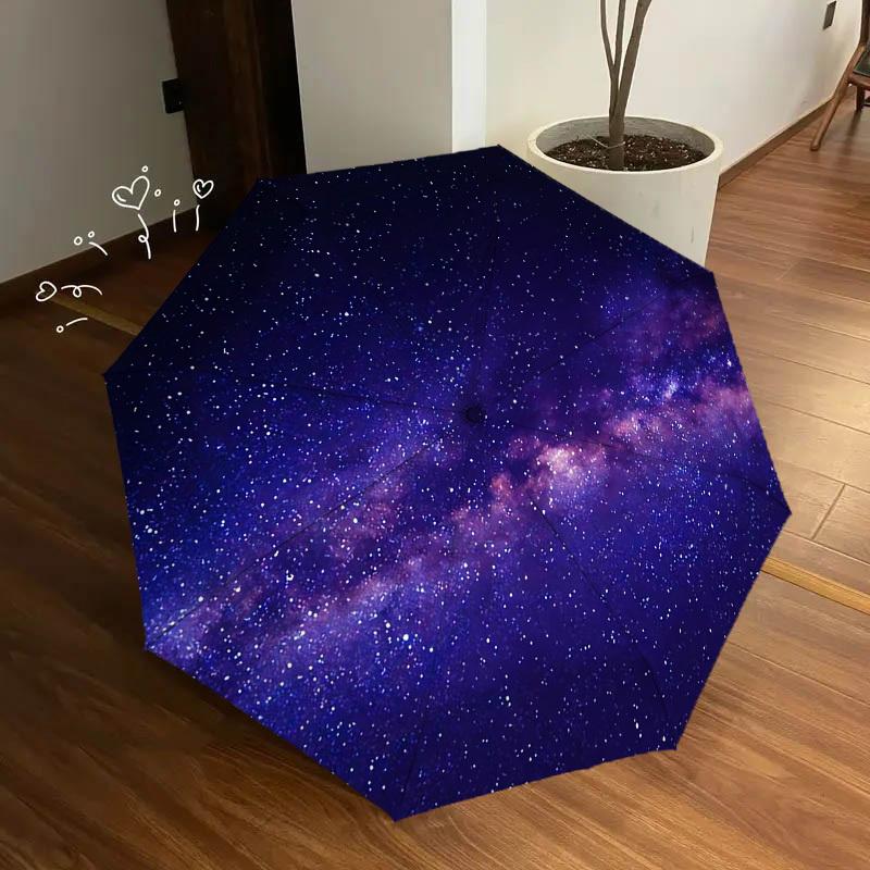 1 Stück Galaxie-Themen-Regenschirm, Hochwertiger Regenschirm, Automatisches Öffnen und Schließen, Multifunktionaler Regenschirm G0811155