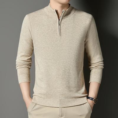 Spring And Autumn New Knitted Sweater For Men, Long Sleeve Sweater For Casual Men, Collar Zipper Sweater For Men