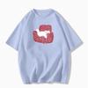 Summer short-sleeved t-shirt new popular kitten print design sense front shoulder American loose short-sleeved top t-shirt