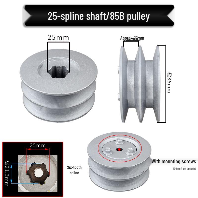 Dual Groove Pulley for Air-Cooled Diesel Engines - 8/B Groove, 178/186/188 Spline Shaft, Six Teeth