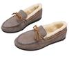 Mocassim/Loafer Feminino 1/2plus com Forro de Pelúcia Sintética, Sapatos Casuais com Cadarço e Laços de Fita, Confortáveis para Caminhar (Cinza, Tamanho 23,5 cm)