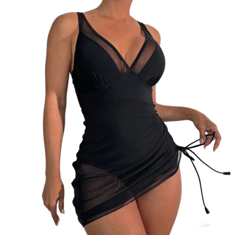 2025 New Mesh One-piece Swimsuit Women's Fashion Tight Sexy Bikini Skirt Swimsuit