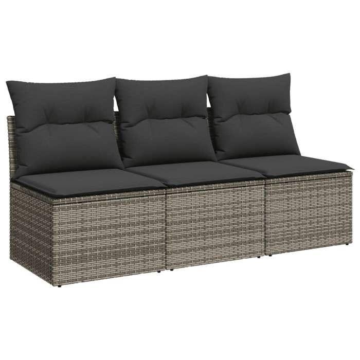 VidaXL Garden Sofa with Cushions 3-seater Grey Braided Resin 366139