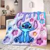 Stitch Cartoon Print Flannel Blanket for Picnics Travel Bedrooms Sofas Beds Chairs Home Decor Style