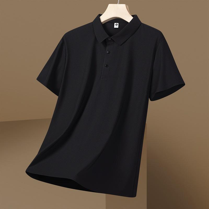 Seamless Ice Silk Polo Shirt T-shirt Summer Lapel Solid Color Short-sleeved T-shirt Business