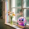 2D flat wooden hanging decorative signs, home wall or door decoration, garden decoration, the pattern is a purple owl, housewarming gift for friends