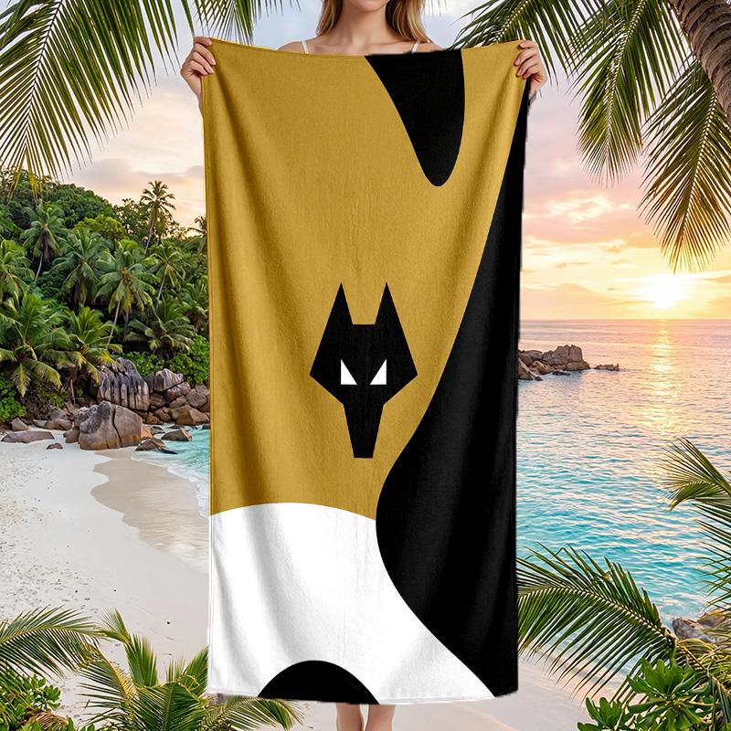 Wolverhampton Wanderers Fußball Strandtuch Weiches Mikrofaser Sommerhandtuch Schnelltrocknend Saugfähiges Handtuch für Strand Schwimmbad Reisen