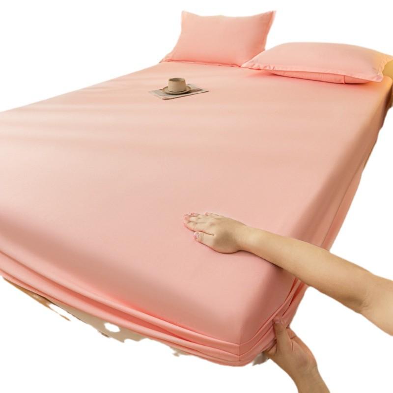Solid Color Dustproof Fitted Sheet Set & Mattress Protector