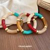 Bohemian smudged acrylic beaded bracelet fashion retro ins style bracelet temperament Maillard style jewelry
