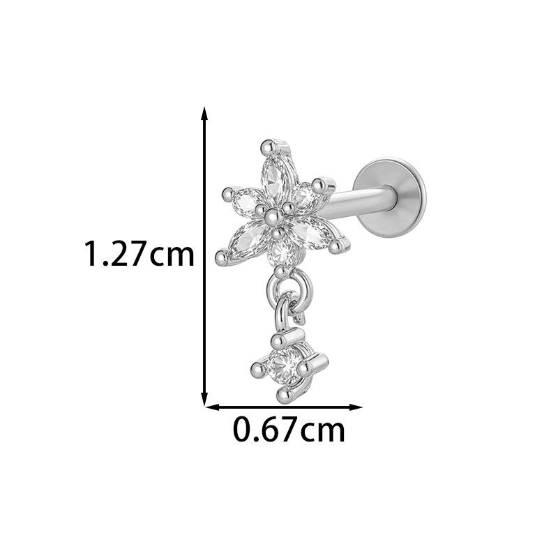 Zircon Set F136 Titanium Internal Thread Lip Labret Stud Ear Cartilage Piercing Jewelry