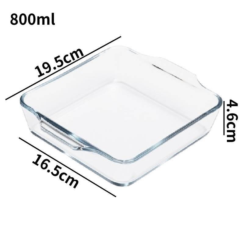 Square Roaster Glass Baking Pan Microwave Grilled Fish Plate Cooking Container