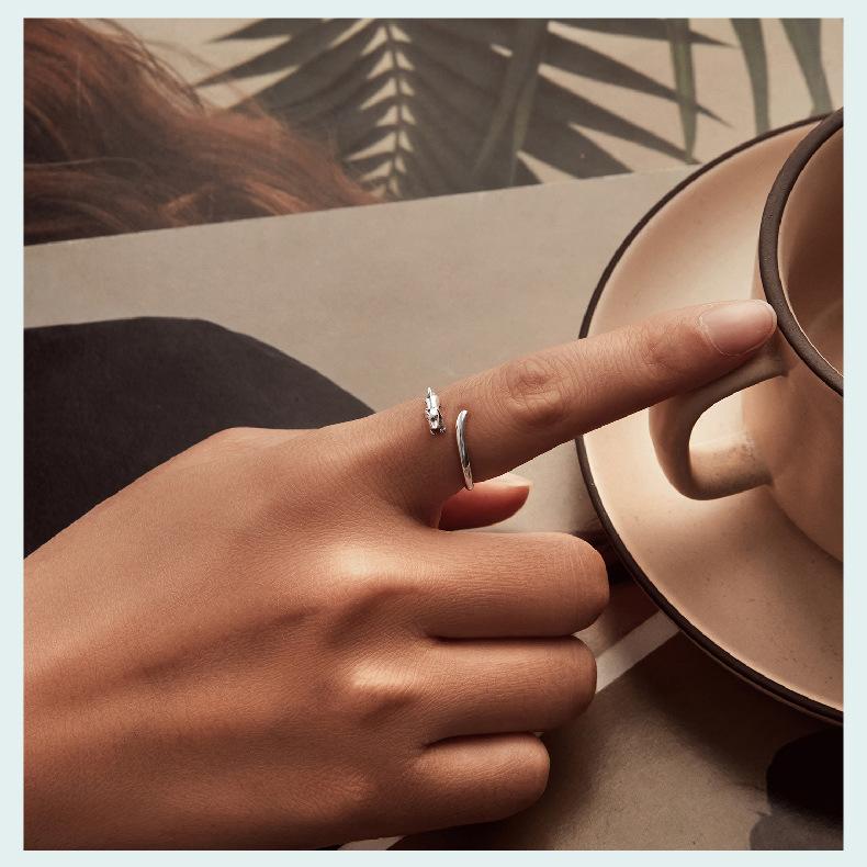 Cross-Border Popular Direct Sales Cute Animal Jewelry S925 Sterling Silver Dachshund Open Ring For Women